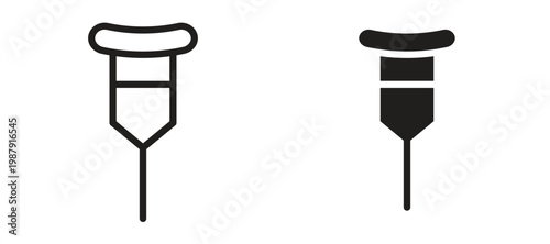 Crutch icon symbol, black style vector icons pack