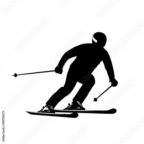 A person skiing down a slope Vector, illustration