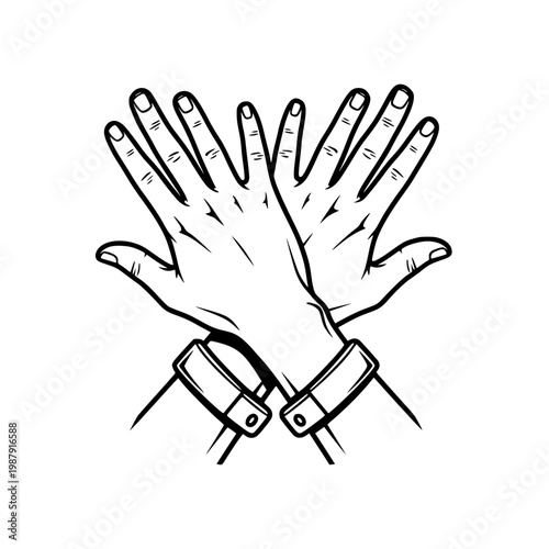 A pair of hands cuffed at the wrist Vector, illustration