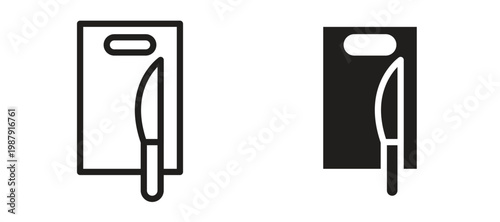 Cutting board with knifes icon symbol, black style vector icons pack