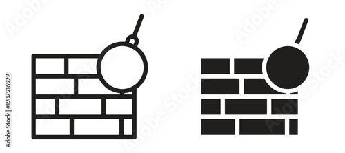 Demolition icon symbol, black style vector icons pack