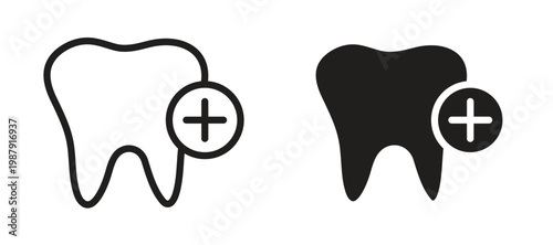 Dental care icon symbol, black style vector icons pack