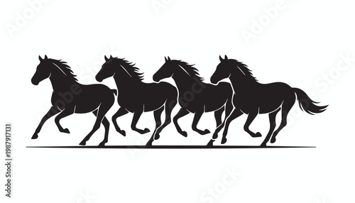 black and white silhouette set of horse very high quality vector illustration.
