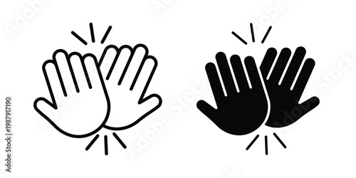High Five icon editable designs collection. black and white icons