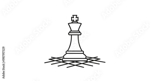 King chess piece standing on a chessboard grid.