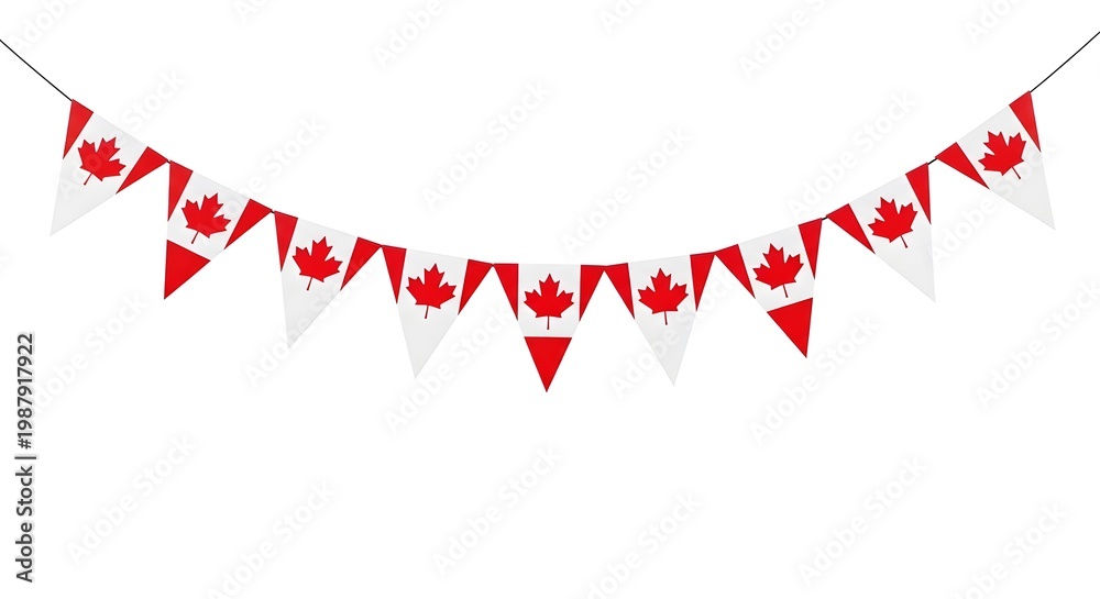 Obraz premium Canada day celebration festive red and white maple leaf bunting