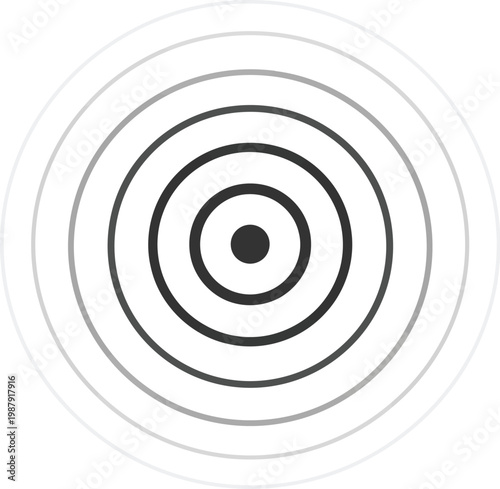 Concentric circles radiating from a central dot symbolizing sound waves signal transmission or a pulse depicted in a clean minimalist graphic design with a white background perfect for technology