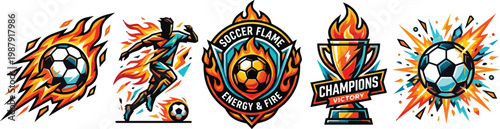 Valokuva Vibrant soccer themed stickers with flame designs  And FIFA World Cup 2026, FIFA World Cup, World Cup