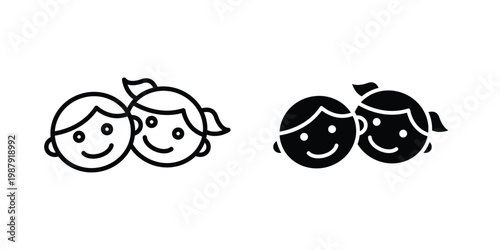 Kids and child friendly icon editable designs collection. black and white icons