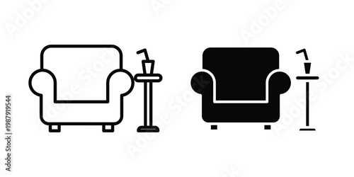 Lounge icon editable designs collection. black and white icons