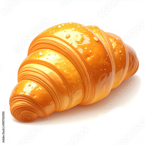 croissant on white background in cartoon vector illustration