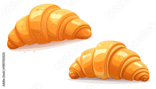 set cartoon vector illustration of croissant on white background