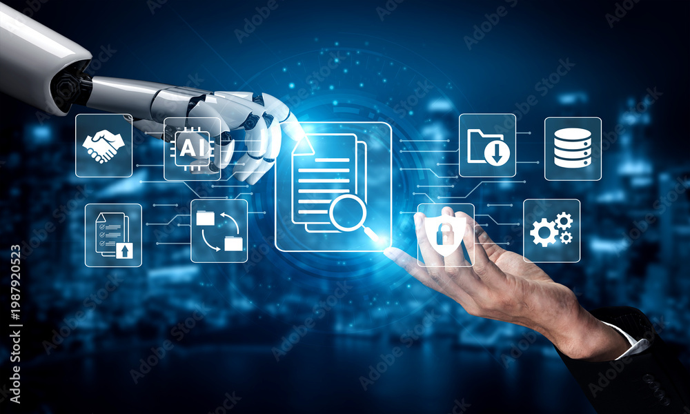 Obraz premium Artificial intelligence enhances document management and AI integration to strengthen security and file organization Parse