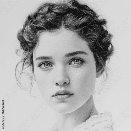 Young woman with braided hair posing in soft light portrait  