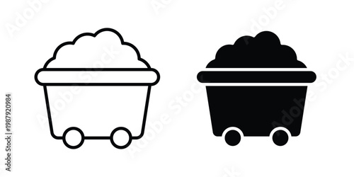 Mine wagon icon editable designs collection. black and white icons