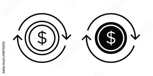 Money Transfer icon editable designs collection. black and white icons