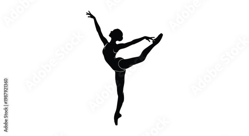 A graceful dancer captured in a dynamic pose black silhouette