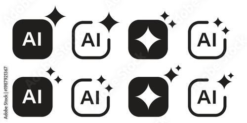 AI generated icon for artificial intelligence chat button and generate app  vector sign. Artificial intelligence generate button or AI generation application UI