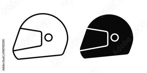 Motorcycle helmet icon editable designs collection. black and white icons
