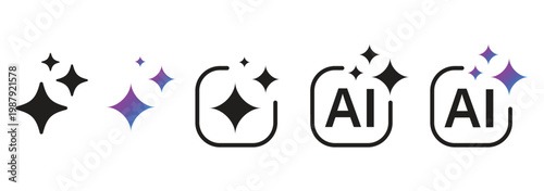 AI generated icon for artificial intelligence chat button and generate app  vector sign. Artificial intelligence generate button or AI generation application UI