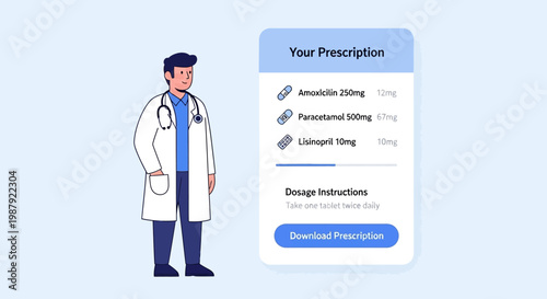 Doctor's Prescription App Interface Design - Medical Consultation and Patient Care Interface
