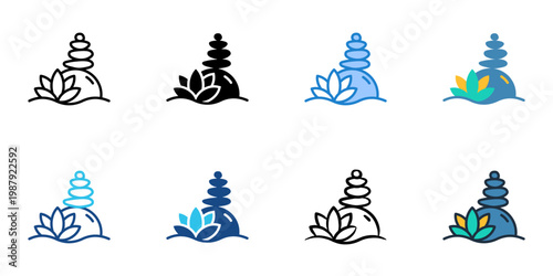 Calmness icons set multiple style collection. Editable stroke 
