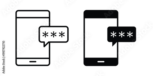 OTP icon editable designs collection. black and white icons