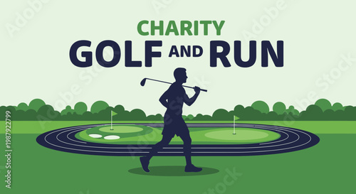 Charity Event Showcasing Golf and Running Combination Sports for Raising Funds Activity