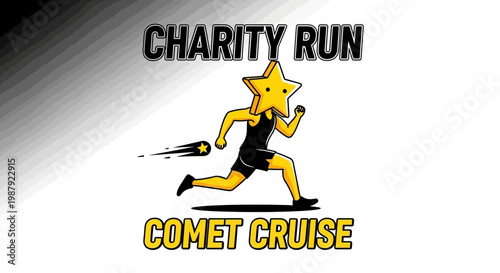 Charity Run Comet Cruise: Stellar Athlete Illustration For Fundraising Event Graphic