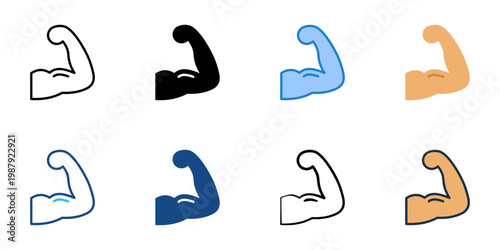 Strength icons set multiple style collection. Editable stroke 
