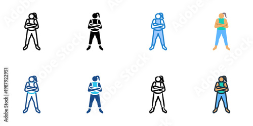 Confidence icons set multiple style collection. Editable stroke 
