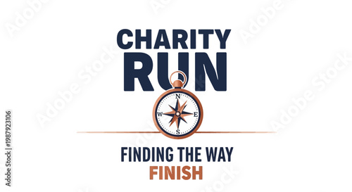 Charity Run Event with Compass Guiding Towards A Goal Depicting Fundraising Motivation