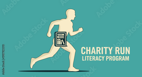 Charity Run Illustrative Concept Depicting Literacy Program Aiding Educational Growth And