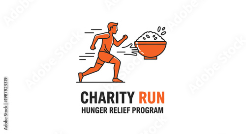 Charity Run Illustrative Concept Depicting Food Distribution And Hunger Relief Efforts