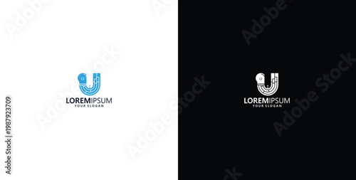 smart bulb technology logo design, bulb logo design initial U creative bulb logo ideas
