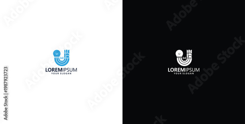 smart bulb technology logo design, bulb logo design initial U creative bulb logo ideas
