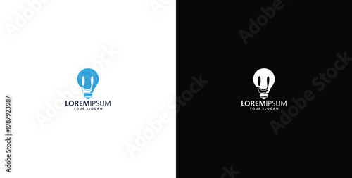 smart bulb technology logo design, bulb logo design initial U creative bulb logo ideas