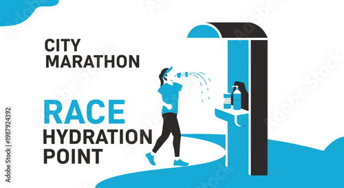 City Marathon Hydration Point Runner Refreshment Stop