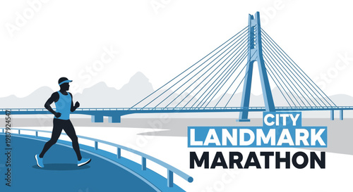 City Landmark Marathon: An Energetic Running Event With An Impressive Bridge Background