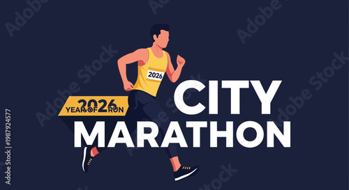 City Marathon 2026: Dynamic Illustration of a Runner in Action for Sporting Events