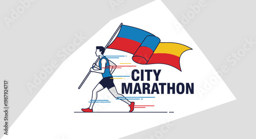 City Marathon Banner Representing Endurance and Community in a Festive Annual Event