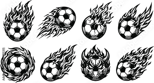 Black and white soccer balls on fire illustrations And FIFA World Cup 2026, FIFA World Cup, World Cup.