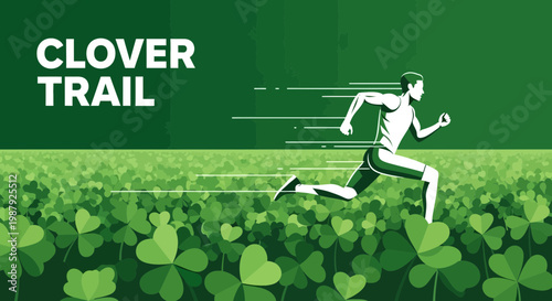 Clover Trail Run Depicting a Person Sprinting Across a Lush Emerald Green Field