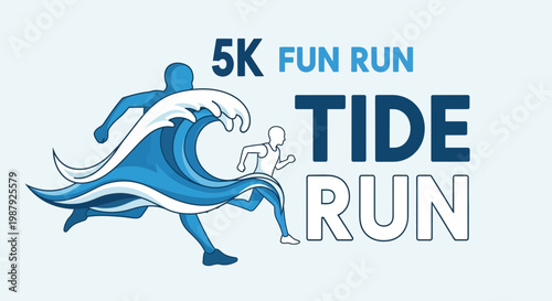 Coastal Fun Run: A Dynamic Visual Representing Tide Run and The Athletic 5K Race Event