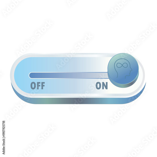 Modern Brain Focus Mode Toggle Button with On-Off Slider