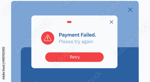 Payment Failed Notification - User Interface Element Showing an Error Message and Retry Button for Transaction Issues