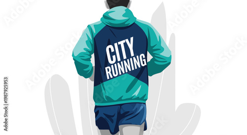 City Runner With Sportswear, Urban Lifestyle Illustration In Modern Graphic Style