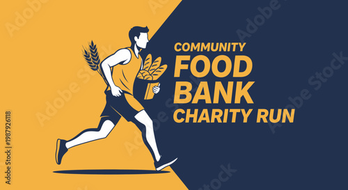 Community Food Bank Charity Run Promoting Awareness in a Dynamic and Vibrant Design