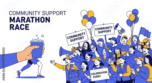 Community Gathering: Marathon Race Emphasizing Unity and Public Participation Themes