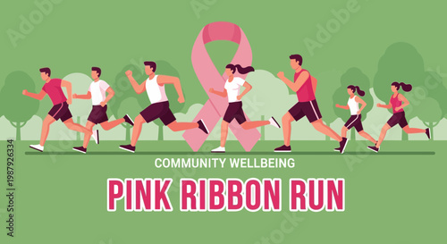 Community Gathering Supports Breast Cancer Awareness With A Group Pink Ribbon Run